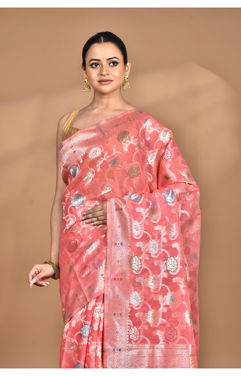 Morchari Women Desgin Chanderi Silk Saree-Peach