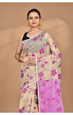 Morchari Pure Cotton Dhakai Jamdani Handloom Saree-Beige
