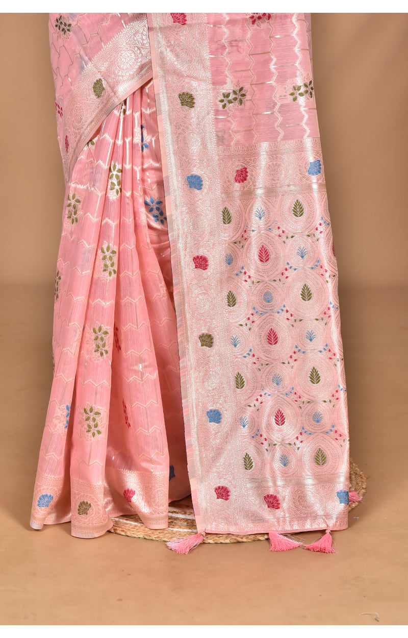 Morchari Women Desgin Chanderi Silk Saree-Pink