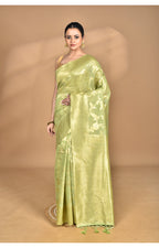 Morchari Banarasi Silk Chanderi Saree-Green