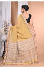 Morchari Pure Cotton Dhakai Jamdani Handloom Saree-Light Golden