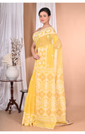 Morchari Pure Cotton Dhakai Jamdani Handloom Saree-Yellow