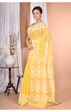Morchari Pure Cotton Dhakai Jamdani Handloom Saree-Yellow