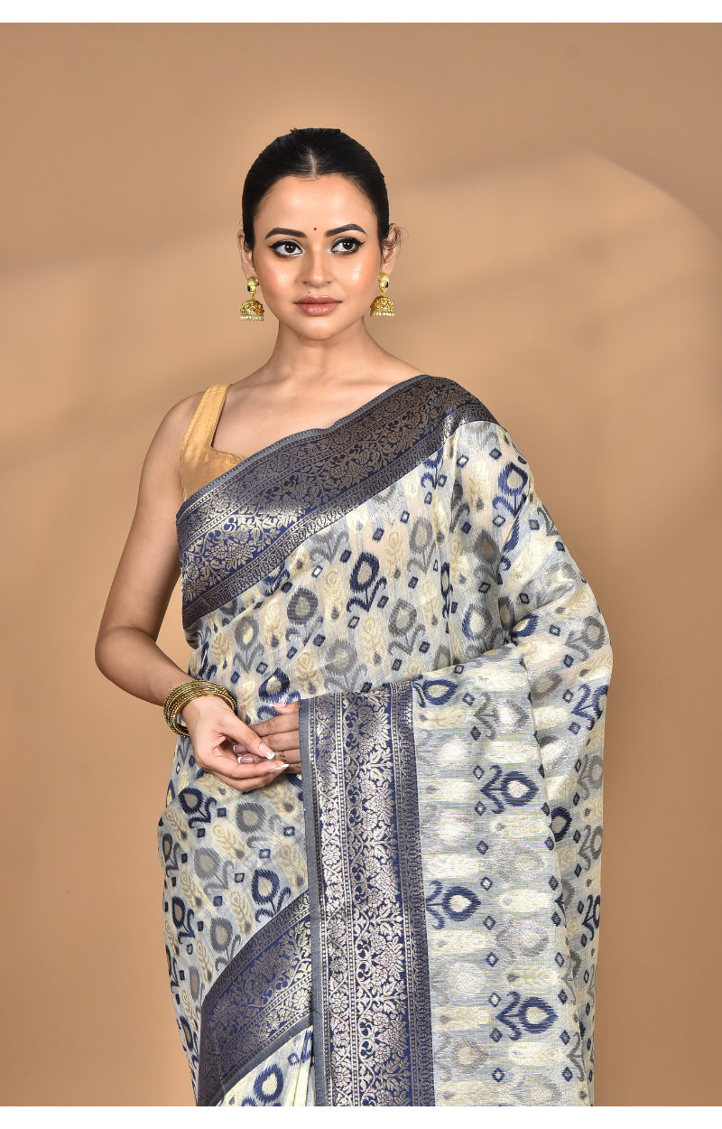 Morchari Women Desgin Chanderi Silk Saree-Grey
