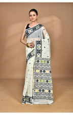 Morchari Pure Cotton Dhakai Jamdani Handloom Saree-Multi