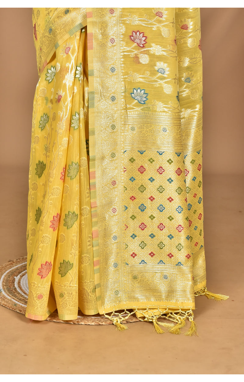 Morchari Women Desgin Chanderi Silk Saree-Yellow