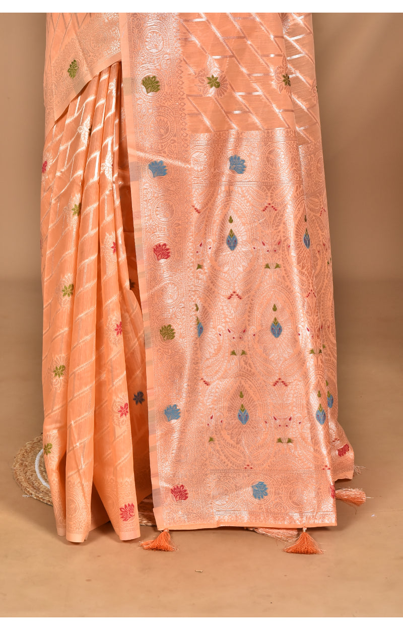Morchari Women Desgin Chanderi Silk Saree-Peach
