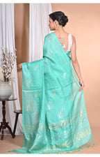 Morchari Pure Tussar Silk Handloom Saree-Green
