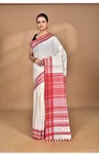 Morchari Pure Cotton Dhakai Jamdani Handloom Saree-Off White