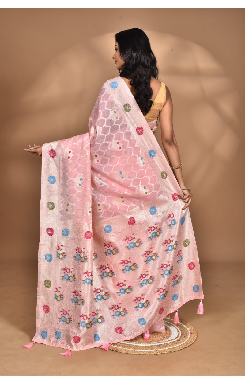 Morchari Women Desgin Chanderi Silk Saree-Pink