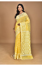 Morchari Pure Cotton Dhakai Jamdani Handloom Saree-Yellow