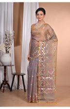 Morchari Heavy Jamdani Silk Orzanga Saree-Mehendi