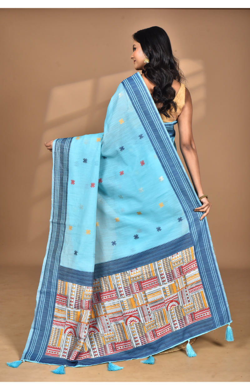 Morchari Women Desgin Chanderi Silk Saree-Blue