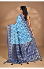 Morchari Women Desgin Kashmiri Silk Linen Saree-Blue