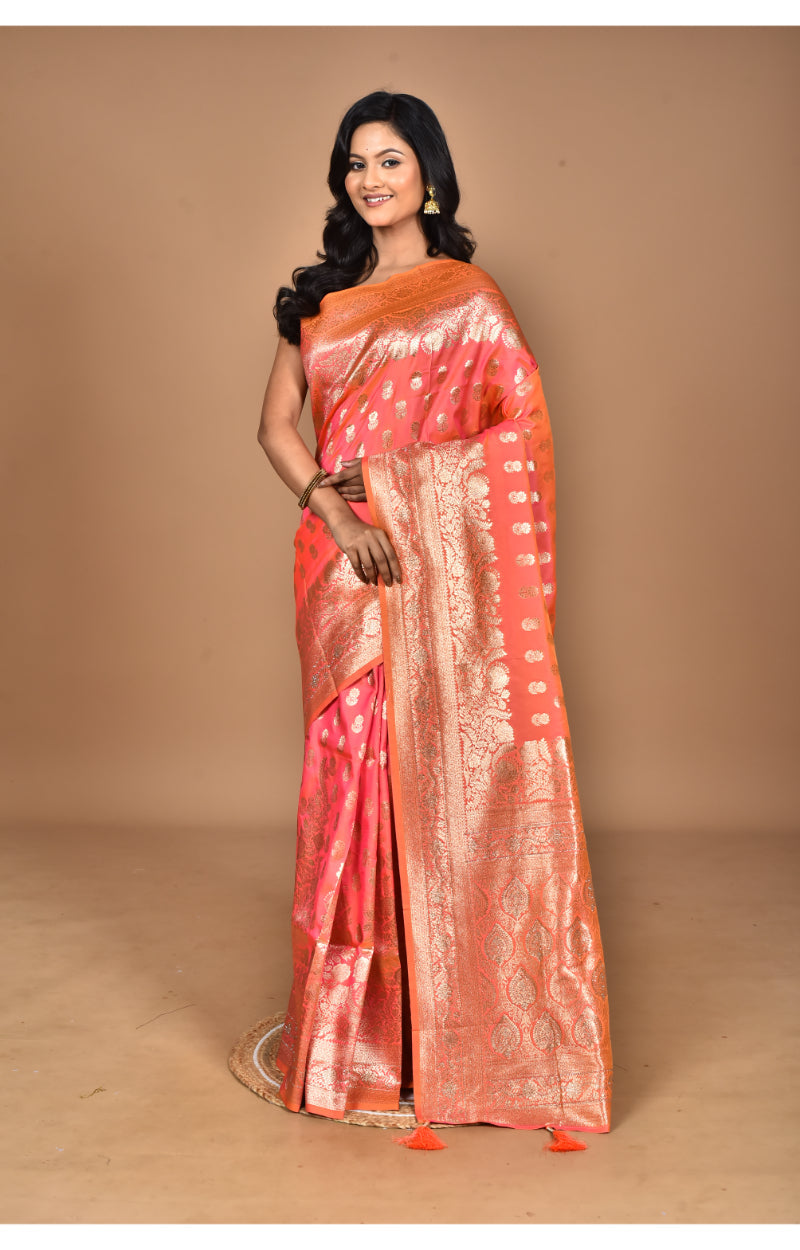 Morchari Heavy Kolhapuri Stone Work Saree-Orange