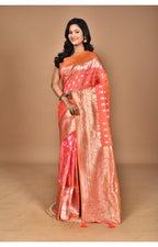 Morchari Heavy Kolhapuri Stone Work Saree-Orange