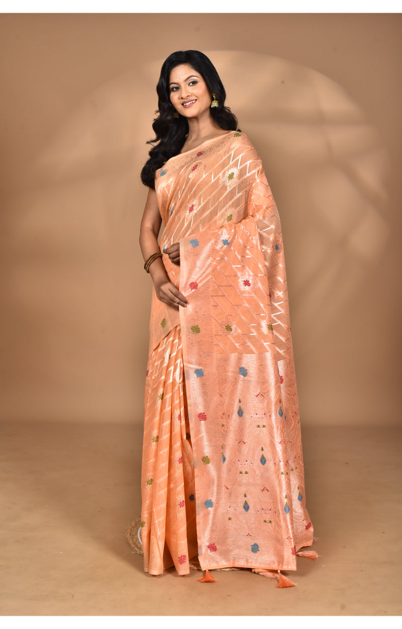 Morchari Women Desgin Chanderi Silk Saree-Peach