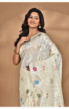 Morchari Women Desgin Chanderi Silk Saree-Cream