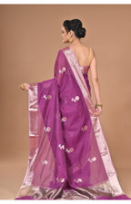 Morchari Heavy Chanderi Silk Saree-Purple