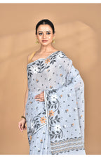 Morchari Pure Cotton Dhakai Jamdani Handloom Saree-Grey