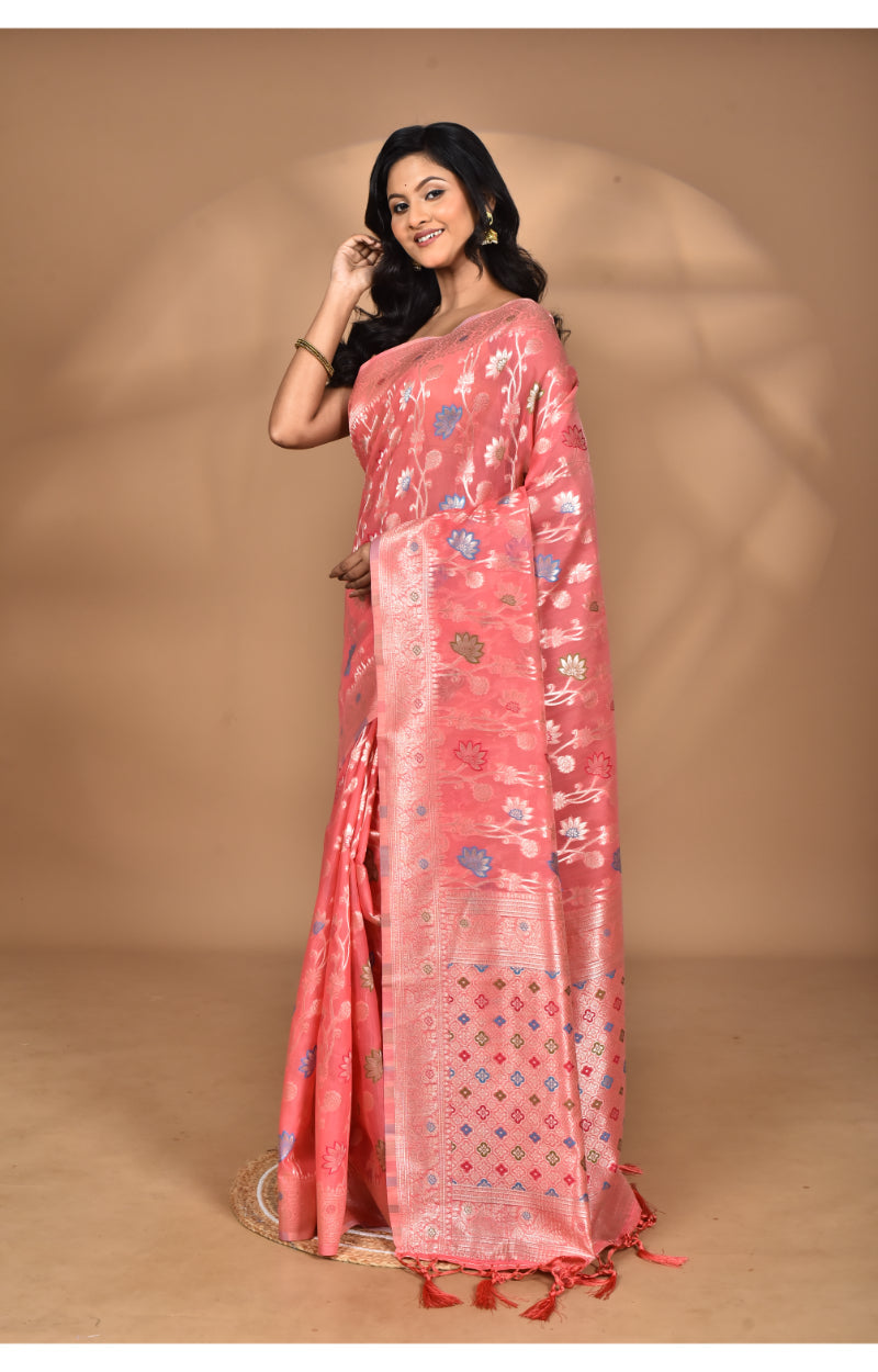 Morchari Women Desgin Chanderi Silk Saree-Peach