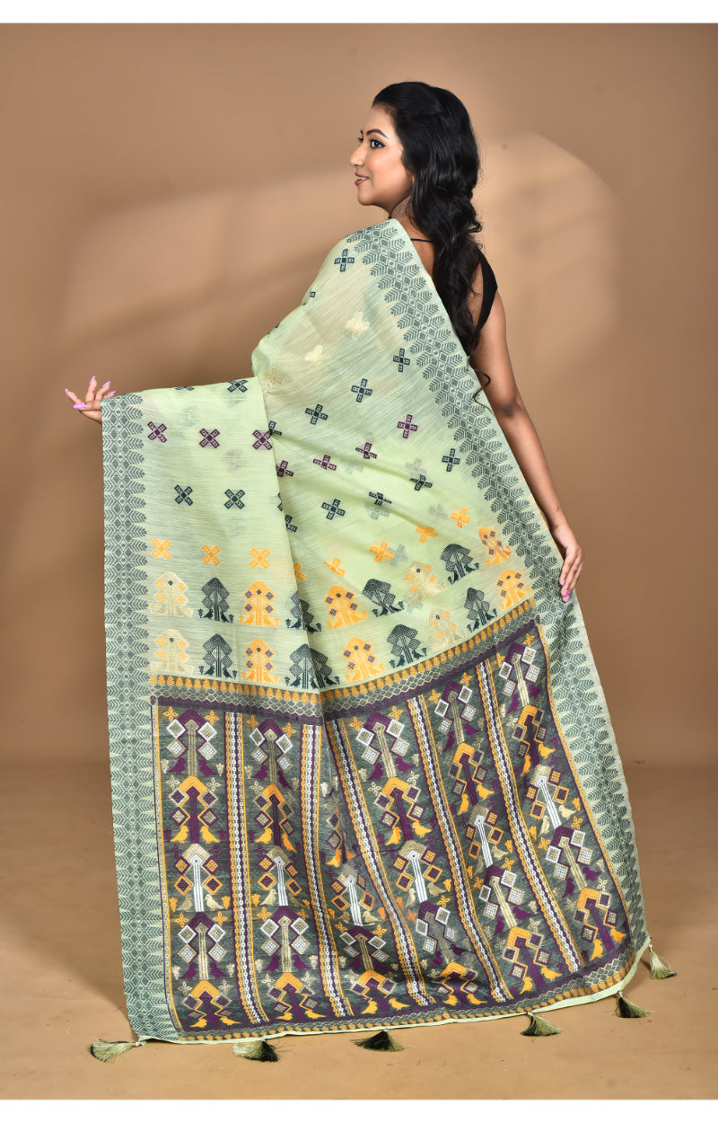 Morchari Women Desgin Chanderi Silk Saree-Green