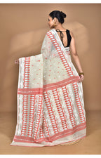 Morchari Pure Cotton Dhakai Jamdani Handloom Saree-Cream
