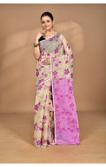 Morchari Pure Cotton Dhakai Jamdani Handloom Saree-Beige
