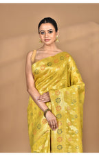 Morchari Banarasi Silk Chanderi Saree-Yellow