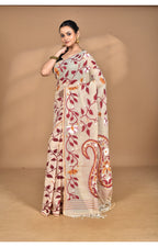 Morchari Pure Cotton Dhakai Jamdani Handloom Saree-Burlywood
