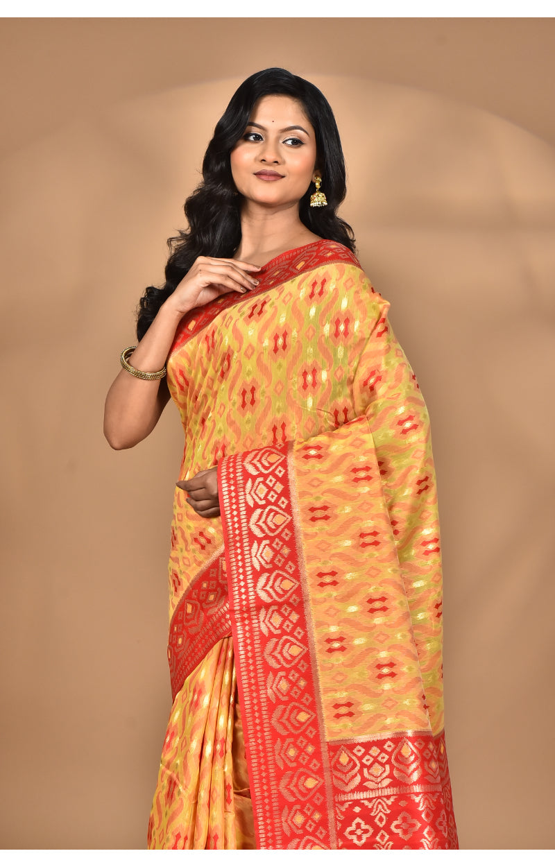 Morchari Women Desgin Kashmiri Silk Linen Saree-Yellow