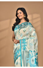 Morchari Women Desgin Two Dai Linen Saree-Multi