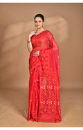 Morchari Pure Cotton Dhakai Jamdani Handloom Saree-Red