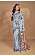 Morchari Women Desgin Chanderi Silk Saree-Grey
