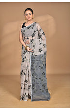 Morchari Pure Cotton Dhakai Jamdani Handloom Saree-Beige