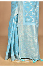 Morchari Banarasi Silk Chanderi Saree-Blue