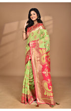 Morchari Women Desgin Two Dai Linen Saree-Multi