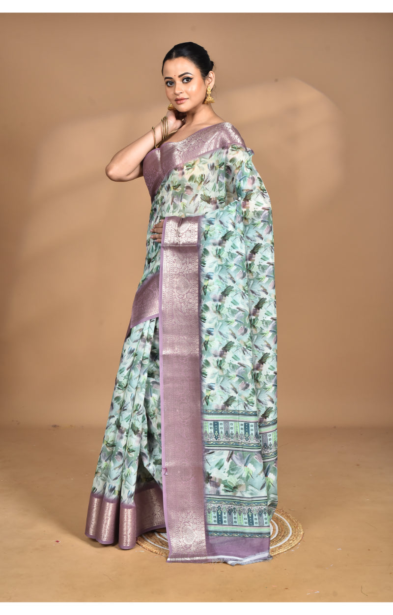Morchari Chanderi Digital Print Saree-Multi