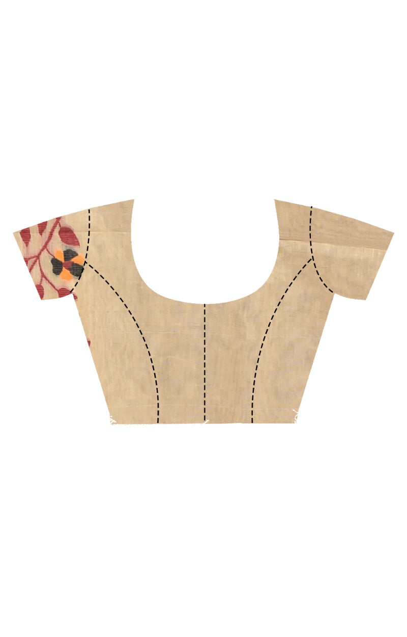Morchari Pure Cotton Dhakai Jamdani Handloom Saree-Beige