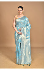 Morchari Banarasi Silk Chanderi Saree-Blue