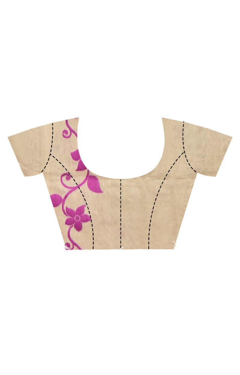 Morchari Pure Cotton Dhakai Jamdani Handloom Saree-Beige