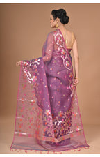 Morchari Semi Orzanga Jamdani Silk Saree-Wine
