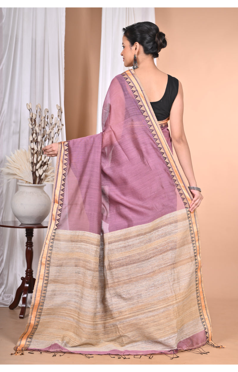 Morchari Pure Cotton Dhakai Jamdani Handloom Saree-Purple