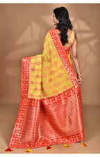 Morchari Women Desgin Kashmiri Silk Linen Saree-Yellow