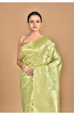 Morchari Banarasi Silk Chanderi Saree-Green