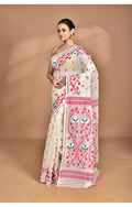 Morchari Pure Cotton Dhakai Jamdani Handloom Saree-Cream