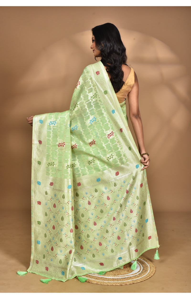 Morchari Women Desgin Chanderi Silk Saree-Green