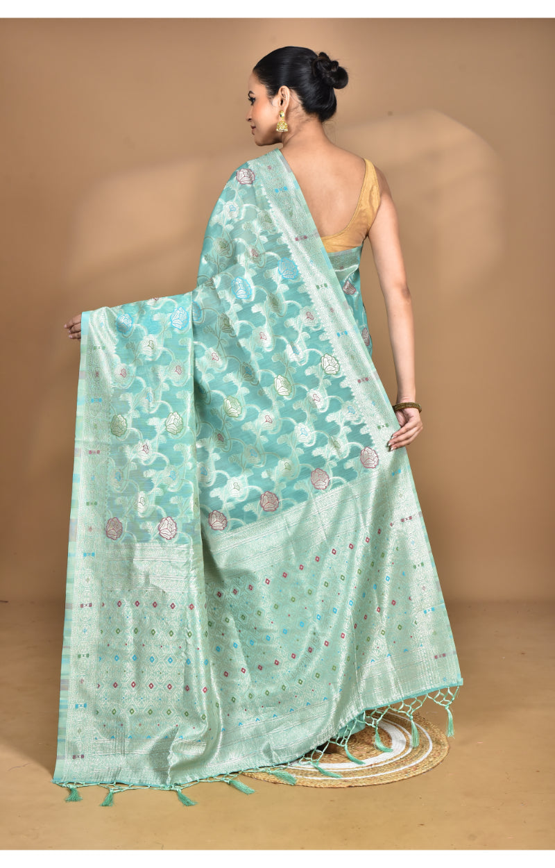 Morchari Women Desgin Chanderi Silk Saree-Green