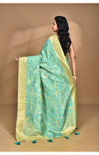 Morchari Jari Sami Silk Saree-Green
