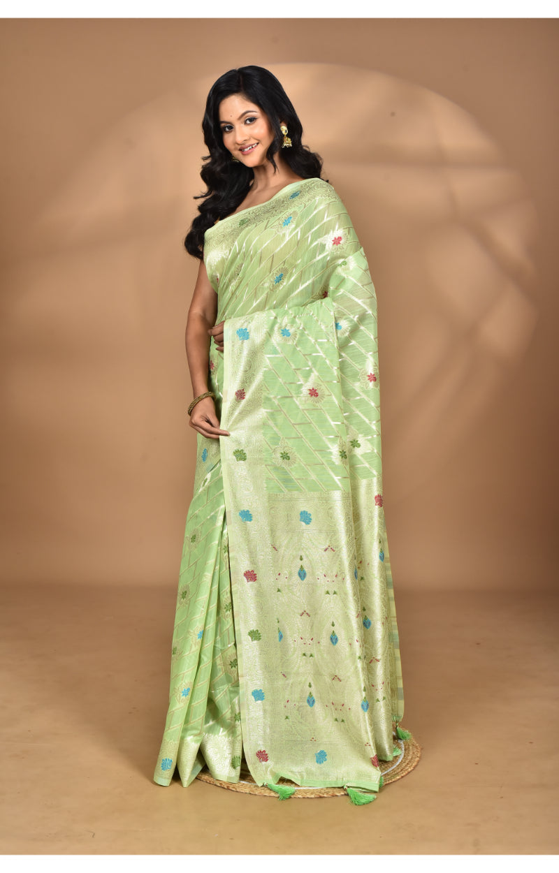 Morchari Women Desgin Chanderi Silk Saree-Green